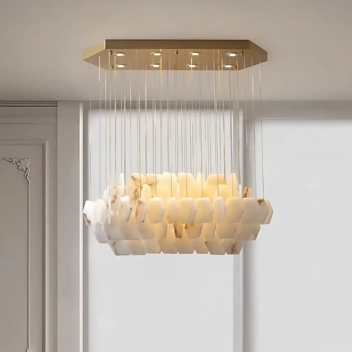 Natural Marble Modern Chandelier Moonshade Pendant - view 2