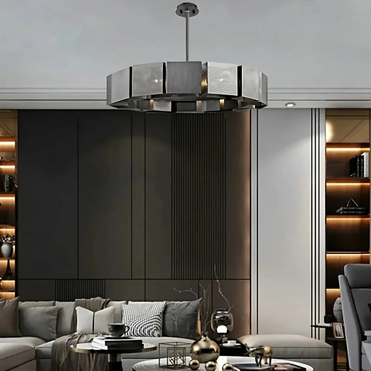 Stainless Steel Industrial Modern Ring Chandelier - view 10