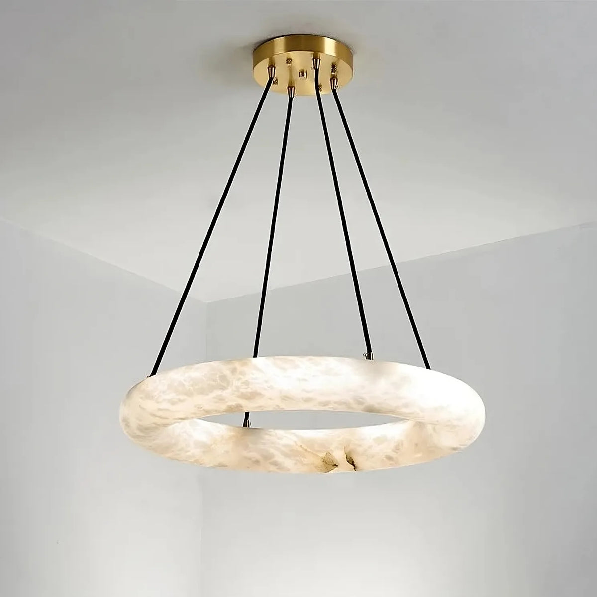 20" Natural Marble Wheel Chandelier