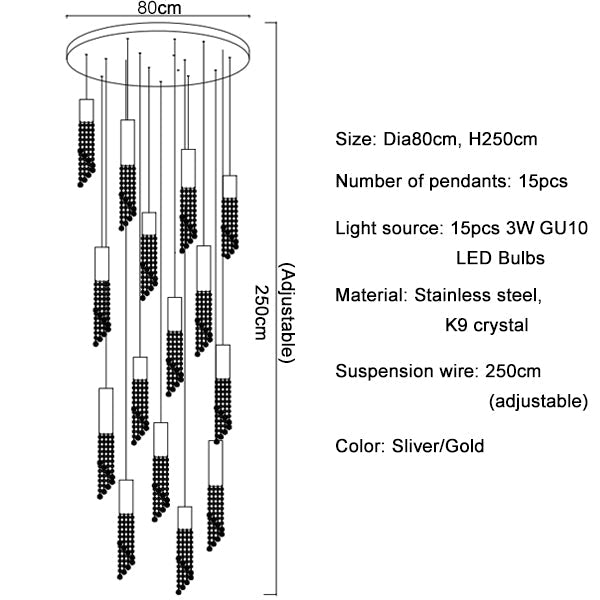 Canali Modern Crystal Pendant Chandelier - view 11
