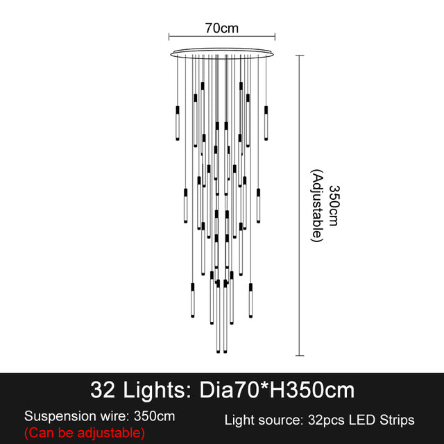 La Barra Staircase Foyer Chandelier, Black - view 7