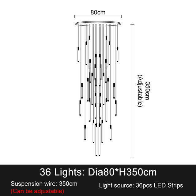 La Barra Staircase Foyer Chandelier, Black - view 9
