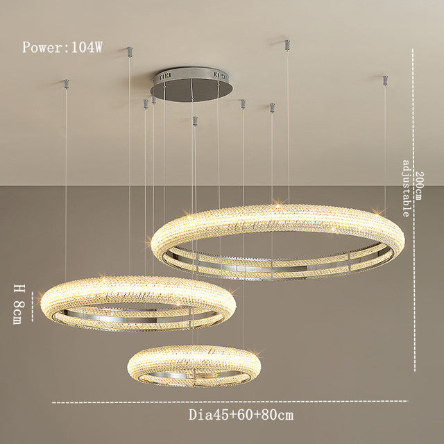 Bergamo 3-Ring Crystal Chandelier